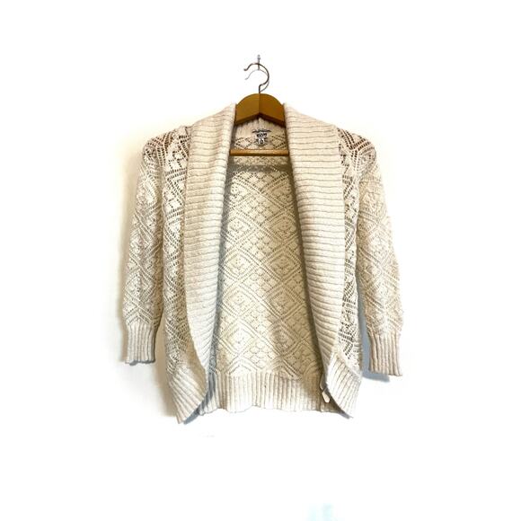 Ruum American Kid's Wear cream mohair cardigan sweater 1/2 sleeve Size S 7/8 G - Picture 1 of 4